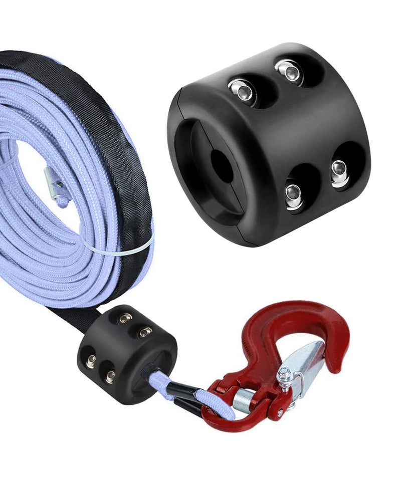 Reswish Rubber Winch Stopper Winch Cable Hook Stopper Rubber Rope Line Saver Winch Cable Hook Rubber Stopper with Stainless Steel Screws and Nuts Rubber Hook Stopper for Synthetic Winch Rope (Black) - Image 4